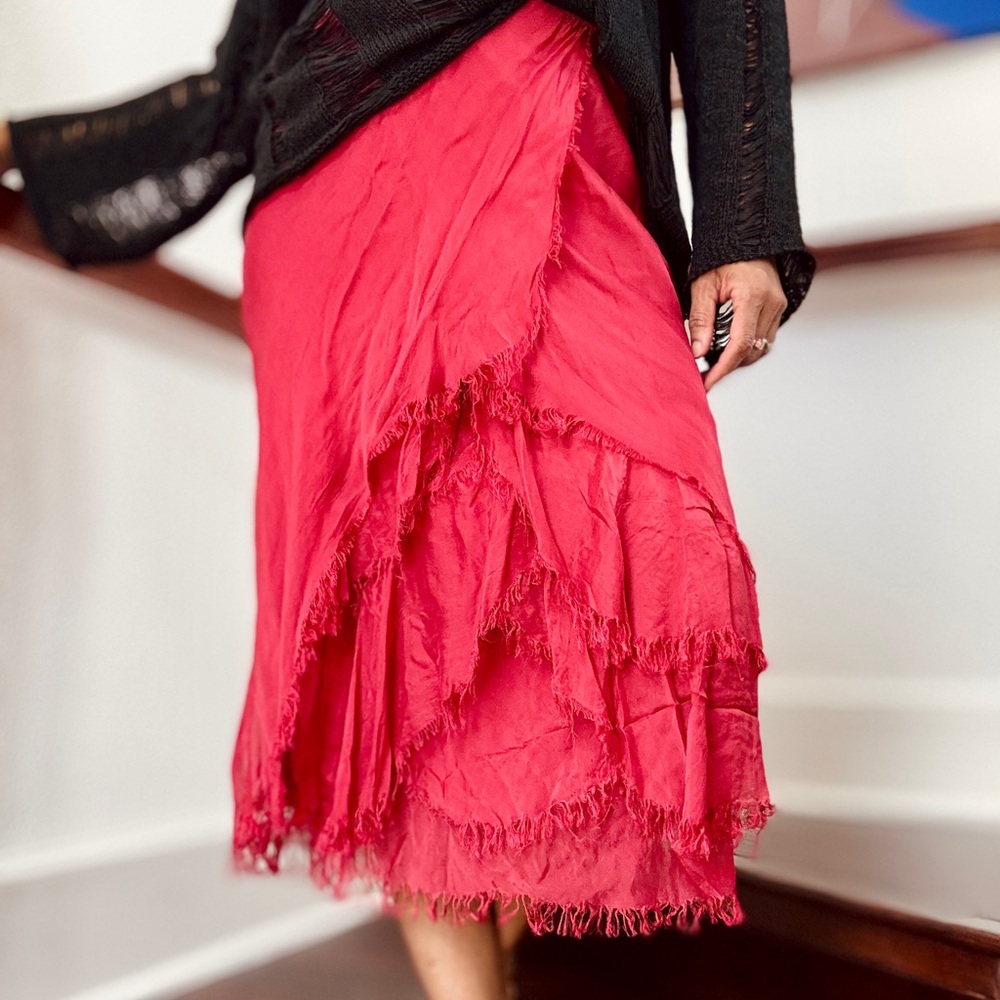 🌹Silk Ruffle Front Skirt🌹🌹